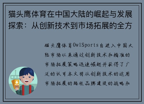 猫头鹰体育在中国大陆的崛起与发展探索：从创新技术到市场拓展的全方位分析